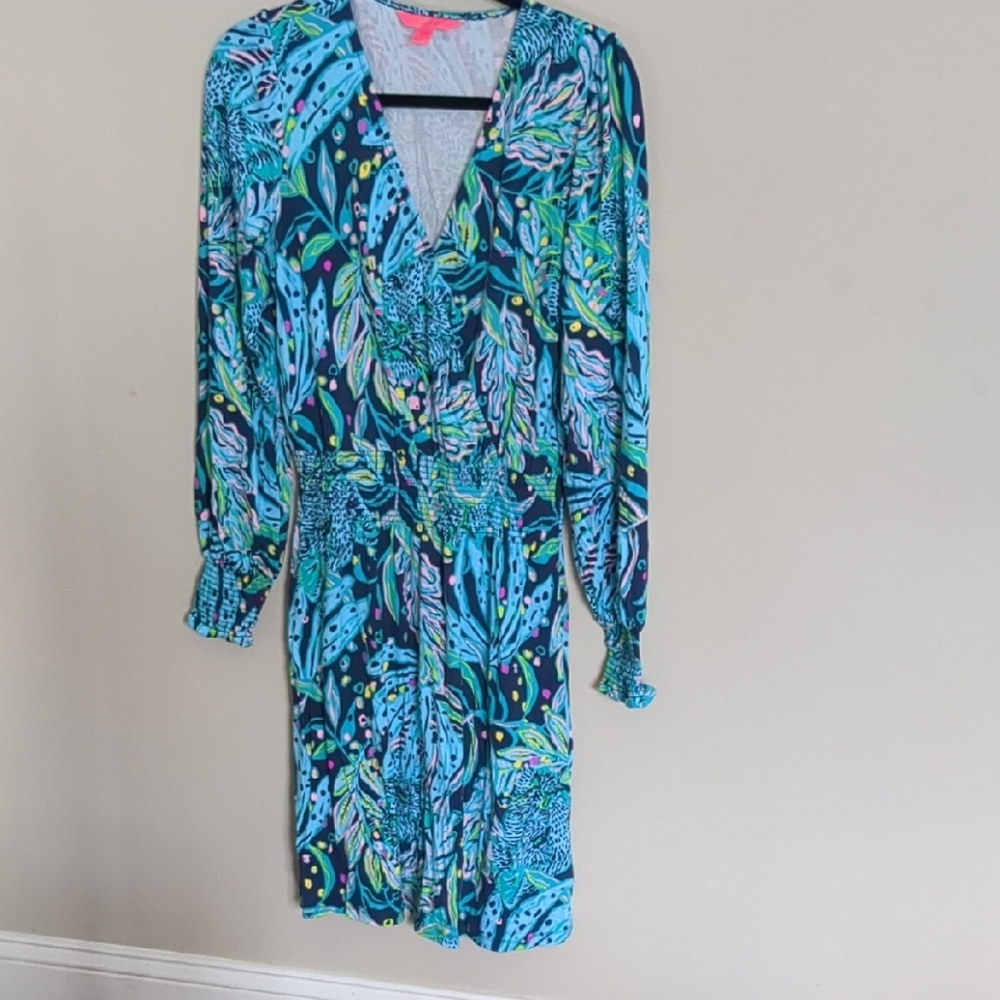Lilly Pulitzer Blue and Green Long Sleeve Dress